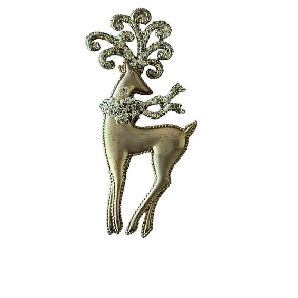 Gold Glitter Reindeer Deer Sparkly Ornament 7.25” Double sided - Picture 2 of 4